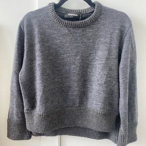 DSQUARED2 wool, cropped, high-low pullover sweater, grey, size L